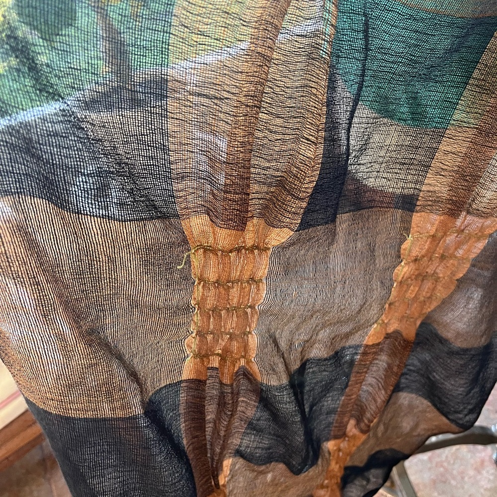 Oska Brown and Black Wool Scarf - Picture 9 of 10